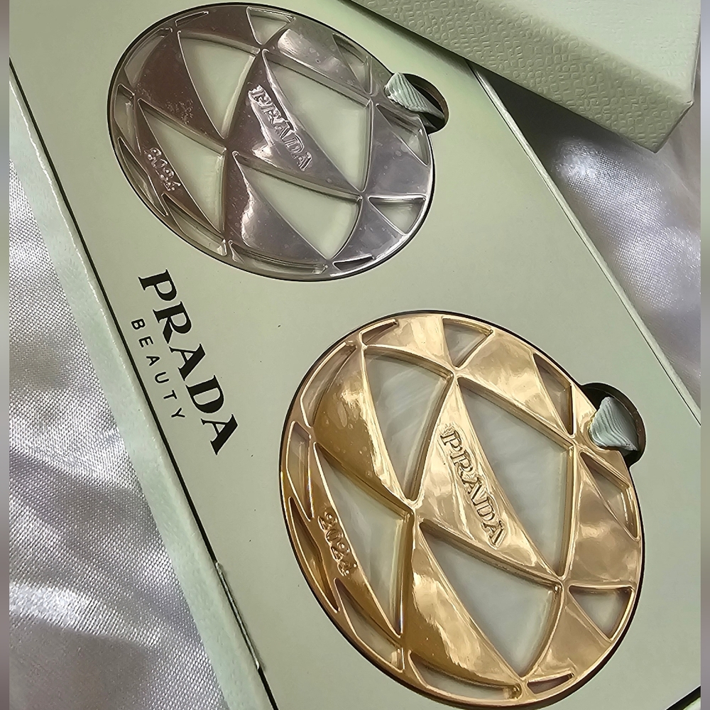 Prada Silver and Gold Ornament/Purse Charm Set